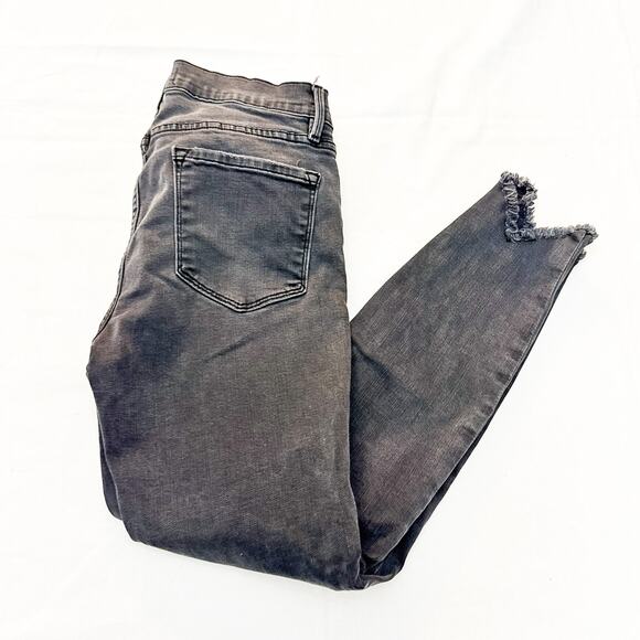 Frame Le Skinny de Jeanne Crop Charcoal Raw Hem Denim Jeans Tull Size 28 - Picture 8 of 8